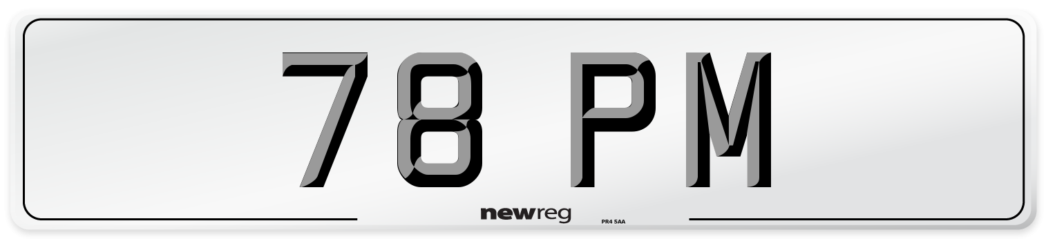 78 PM Number Plate from New Reg